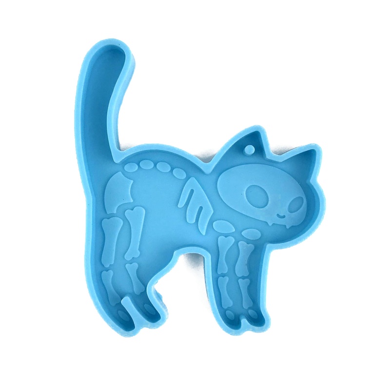 Khuôn Silicone Làm Móc Khóa Hình Mèo Sáng Bóng DIY