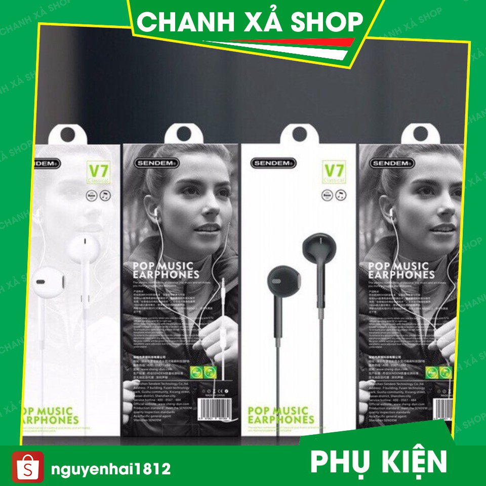 ⚡️Chính Hãng⚡️ Tai Nghe Nhét Tai  In-Ear Super Bass Sendem V5 -V6-V7  Chính Hãng - Thể Thao - Hàng đóng hộp -  Nghe Hay