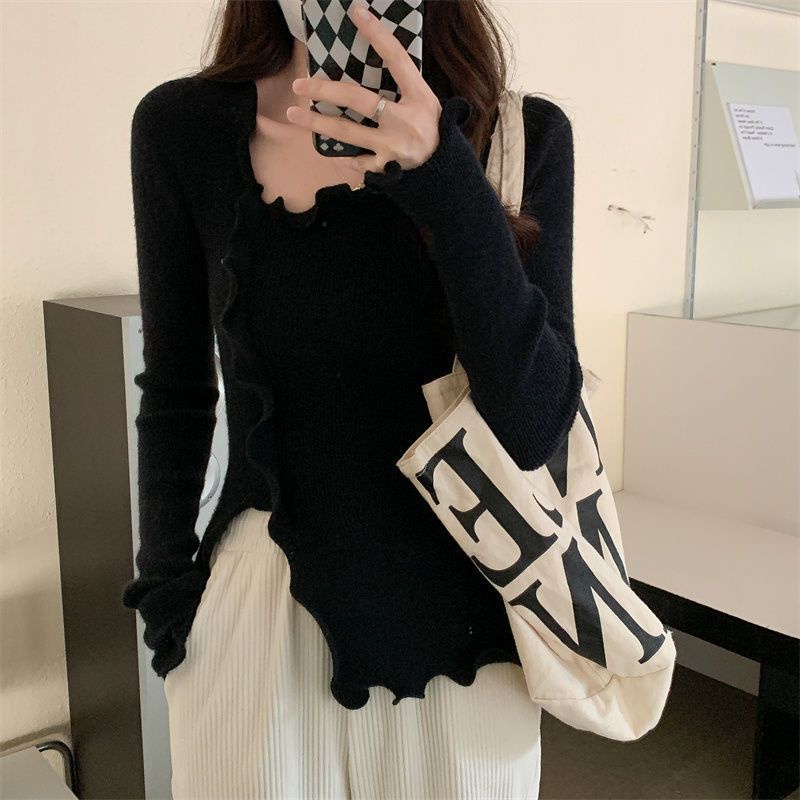 Áo sweater Dệt Kim Dáng Ôm Xẻ Tà Phong Cách Hàn Quốc Cho Nữ JL-TX-552