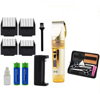 Tông Đơ Hớt Tóc Chuyên Nghiệp G10 PIN TRÂU TẶNG PIN SƠ CUA + Bộ Kéo Cắt Tóc Xịn
