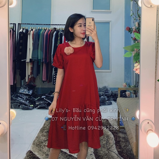 Váy bầu đẹp công sở Aidenshop đầm bầu thiết kế mùa hè cao cấp