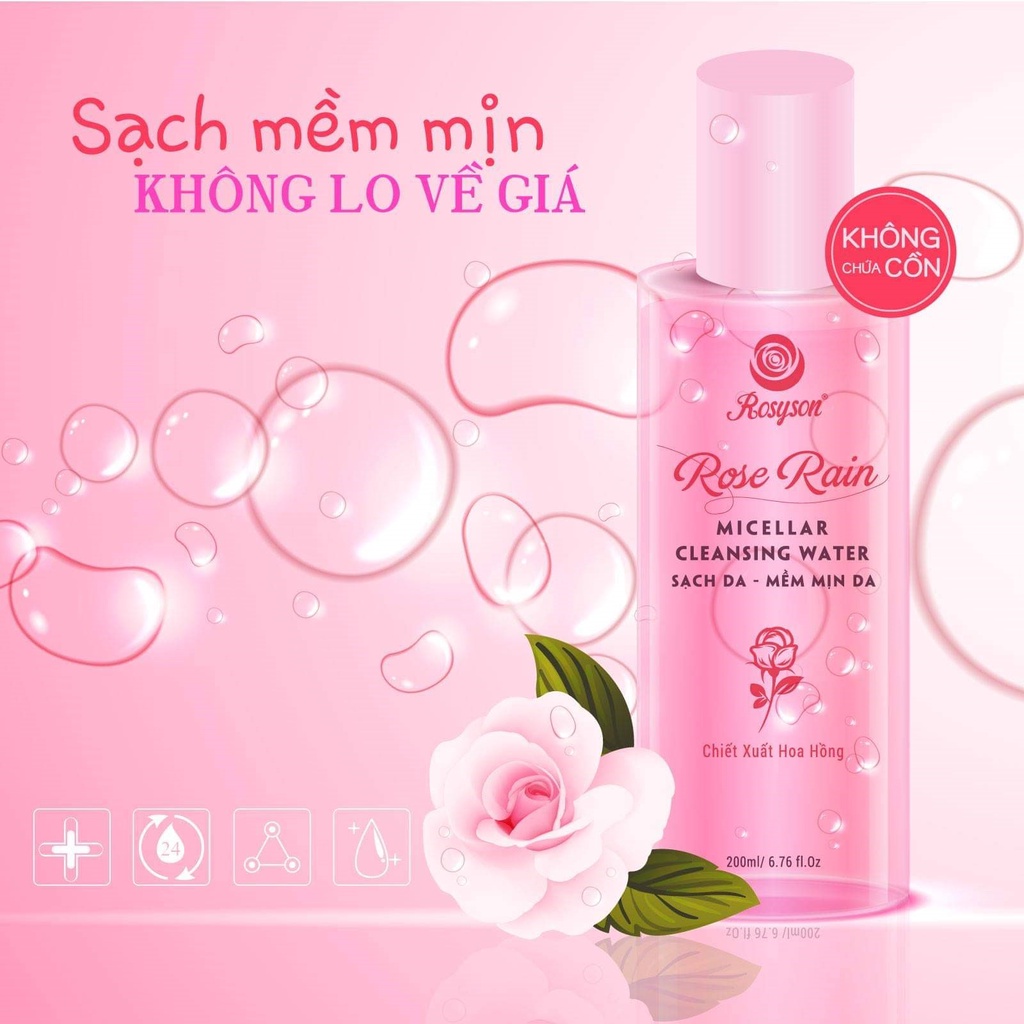 [Chính Hãng] nước tẩy trang rosy sweet love toner hoa hồng rosy