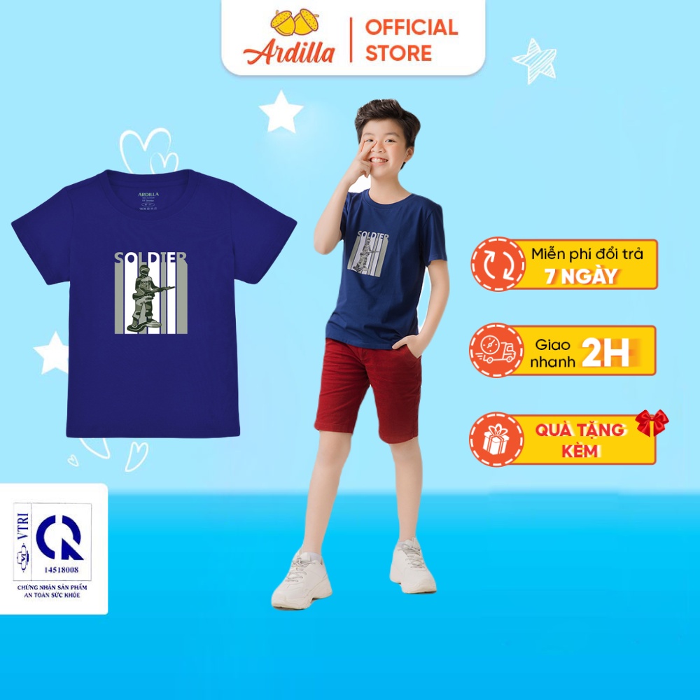 Áo Thun Bé Trai ARDILLA Họa Tiết Chú Lính, Chất Liệu Cotton Mịn Mát Dành Cho Bé Từ 6-13 Tuổi T120BSS20