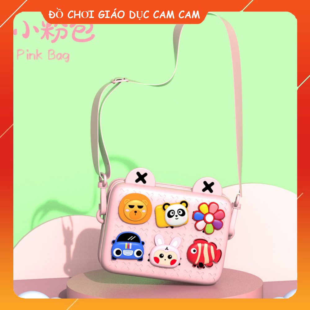 Túi đeo chéo ⚡chống thấm nước⚡ ngăn rộng vừa đeo chéo vừa cầm tay được gắn sticker siêu kute