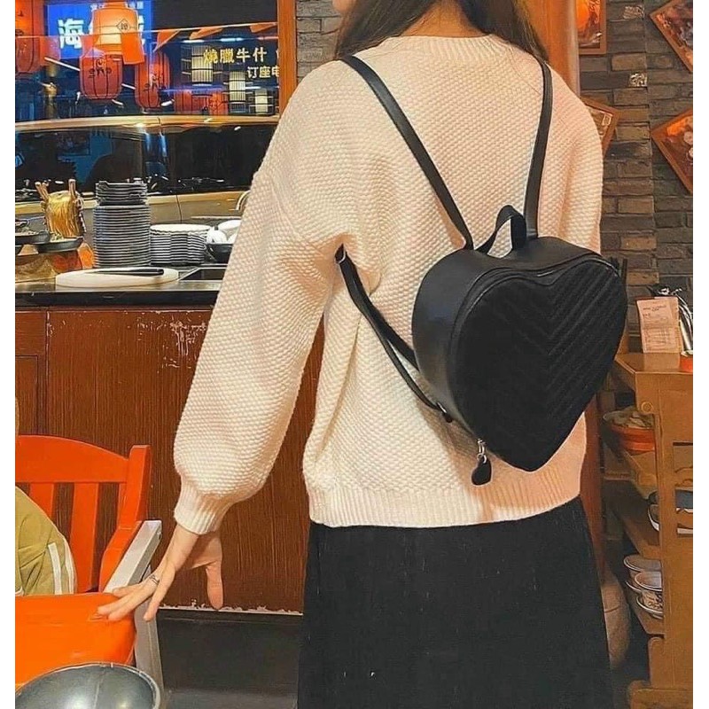 Ba Lô balo trái tim màu đen Thuỷ Tiên