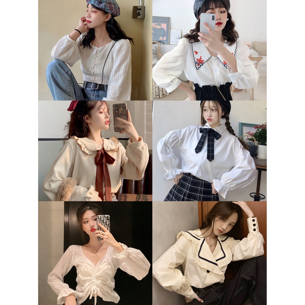 ( Sẵn mẫu 11 ) Áo sơ mi tiểu thư ulzzang AK813 kèm ảnh thật mẫu 1 | BigBuy360 - bigbuy360.vn