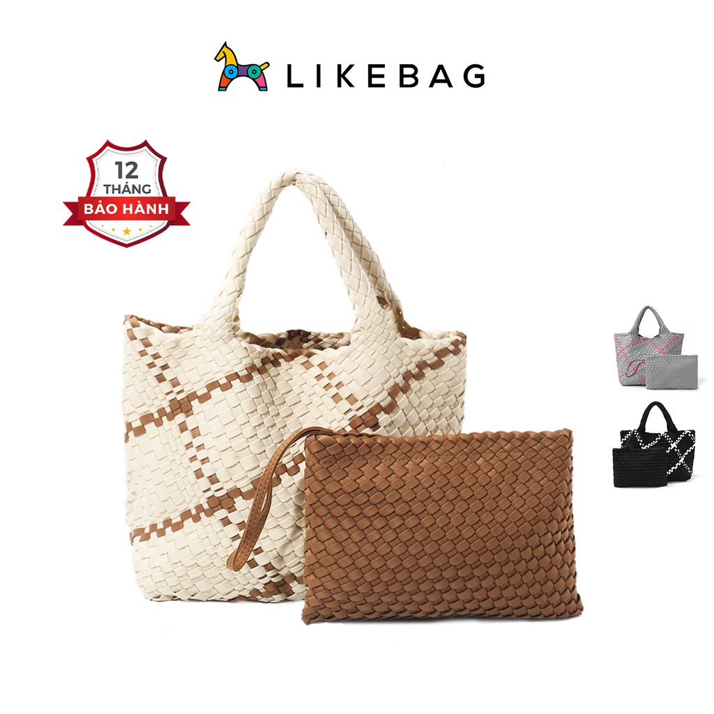 Túi xách đeo vai nữ kèm ví mini LIKEBAG đan tay họa tiết caro thời trang 201006 - LIBAGI