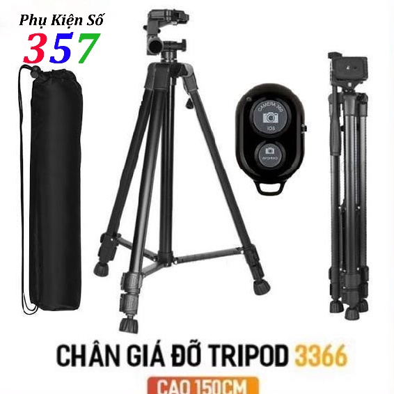 Gậy chụp hình Tripod 3366 cao 150cm có tay cầm cực chắc chắn