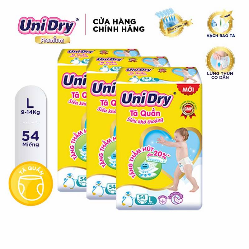 Combo 3 Tã quần UniDry Siêu khô thoáng gói Jumbo size M60/L54/XL48/XXL44