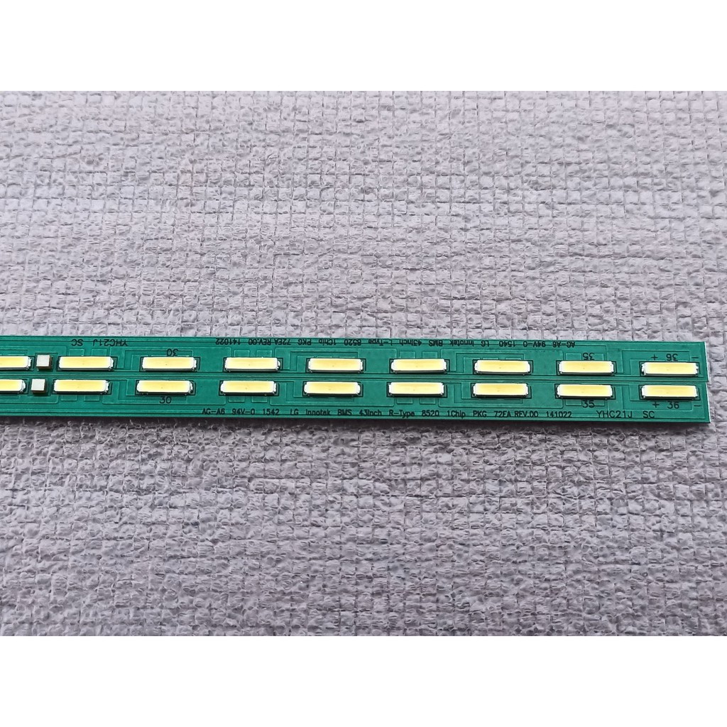 BỘ LED TIVI LG 43LF630 43LF6300 43LF5400 MỚI 100%, BỘ 2 THANH, MỖI THANH 36 BÓNG MẮC VỪA SONG SONG VỪA NỐI TIẾP.