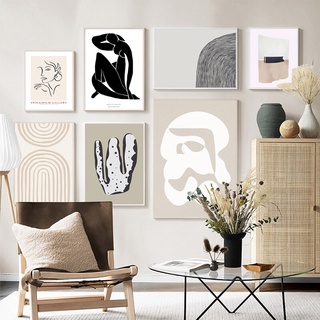 Tranh vải canvas phong cách trừu tượng boho tối giản trang trí tường nhà ở