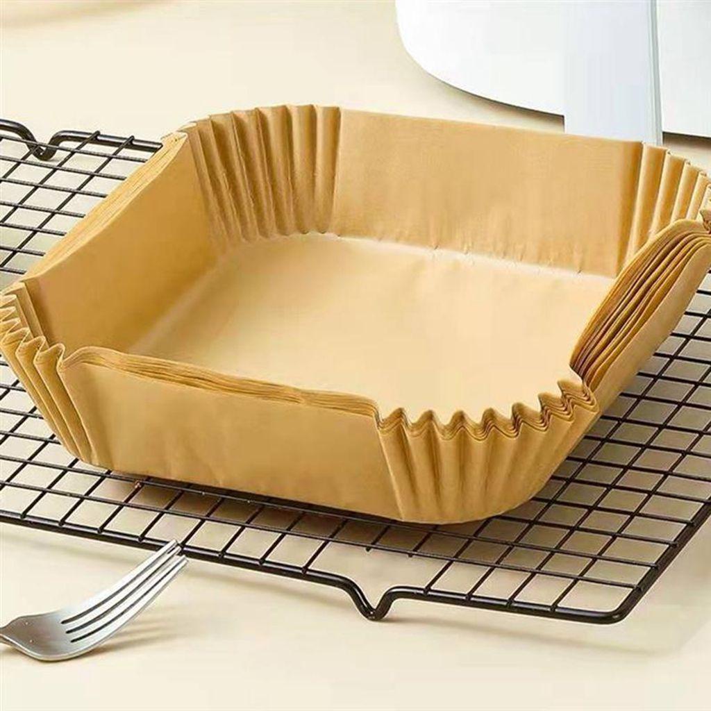 YIYU Giấy Lót Nồi Chiên Không Dầu Hình Vuông Màu Nâu / Trắng Dùng Một Lần Chống Nước Không Dính