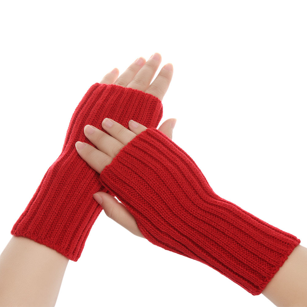 Đôi găng tay dệt kim hở ngón mềm mại giữ ấm mùa đông nhiều màu cho nam nữ