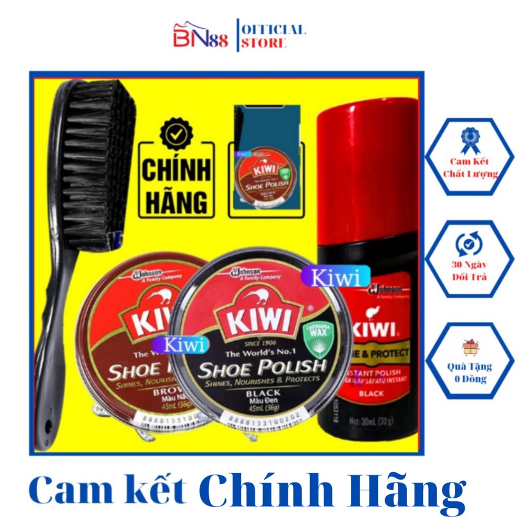 Xi Đánh Giày Đen Nâu Kiwi Chính Hãng, Si Đánh Giày Và Bàn Chải Đánh Giày Cao Cấp,Bộ Vệ Sinh-BN88