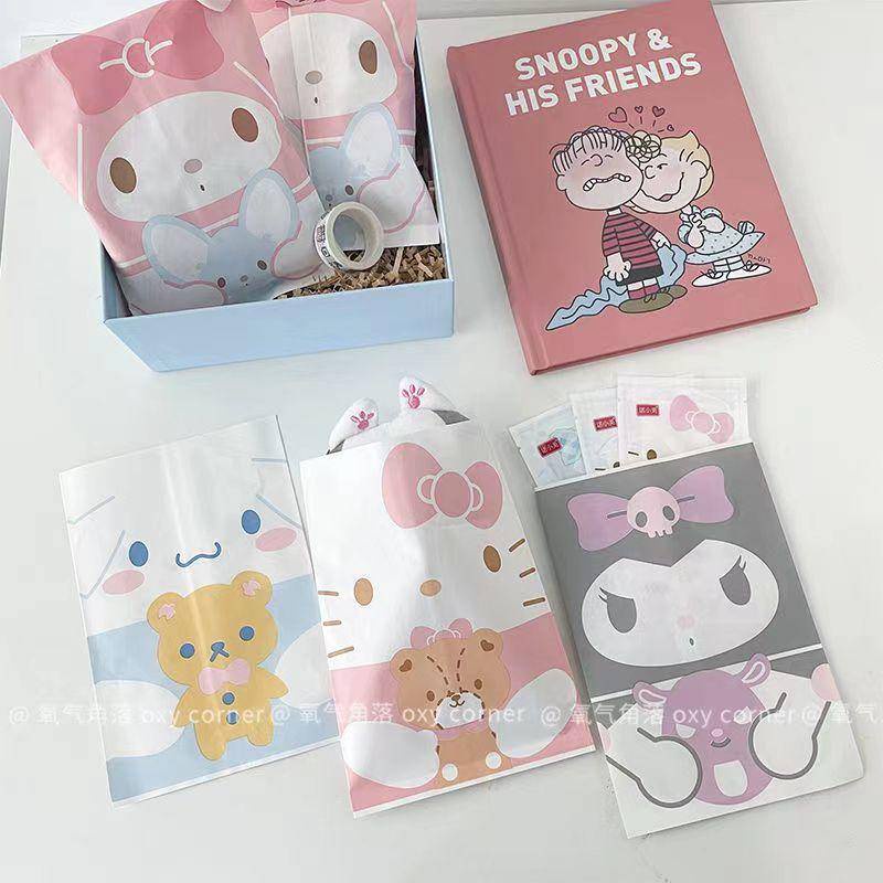 Set 5 Túi Giấy Kraft Đựng Quà Sinh Nhật / Thức Ăn In Hình Sanrio mymelody Kuromi Cinnamoroll