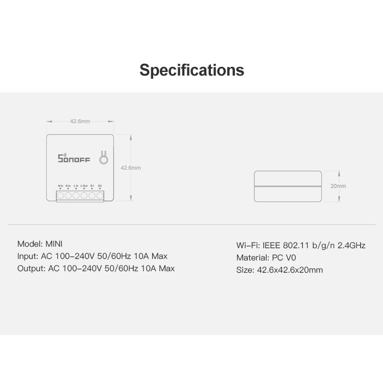 SONOFF MINI, công tắc Wifi, công tắc điều khiển đảo chiều thông minh