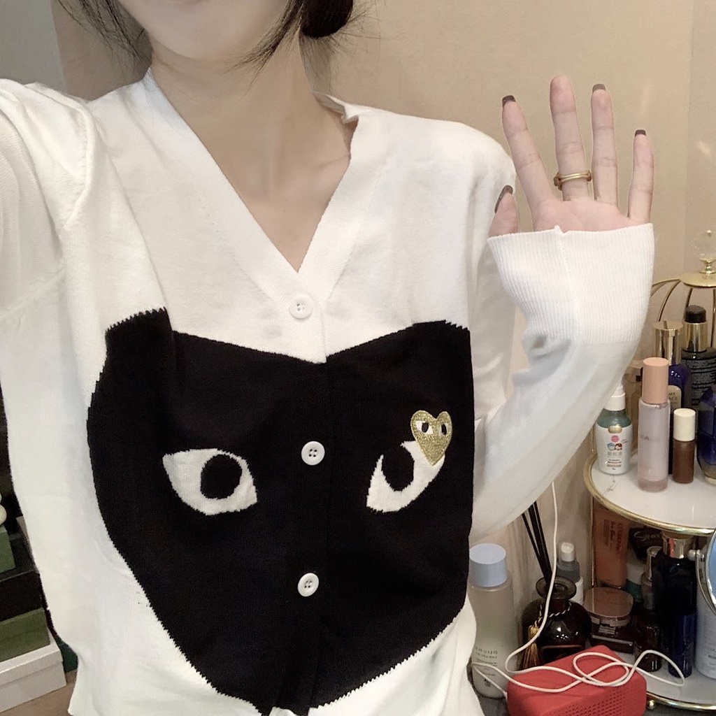 Áo khoác cardigan dệt kim mỏng cổ chữ V tay dài thời trang nữ