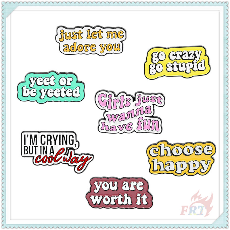 Huy hiệu cài áo ba lô tráng men họa tiết dòng chữ cái Tiếng Anh 01