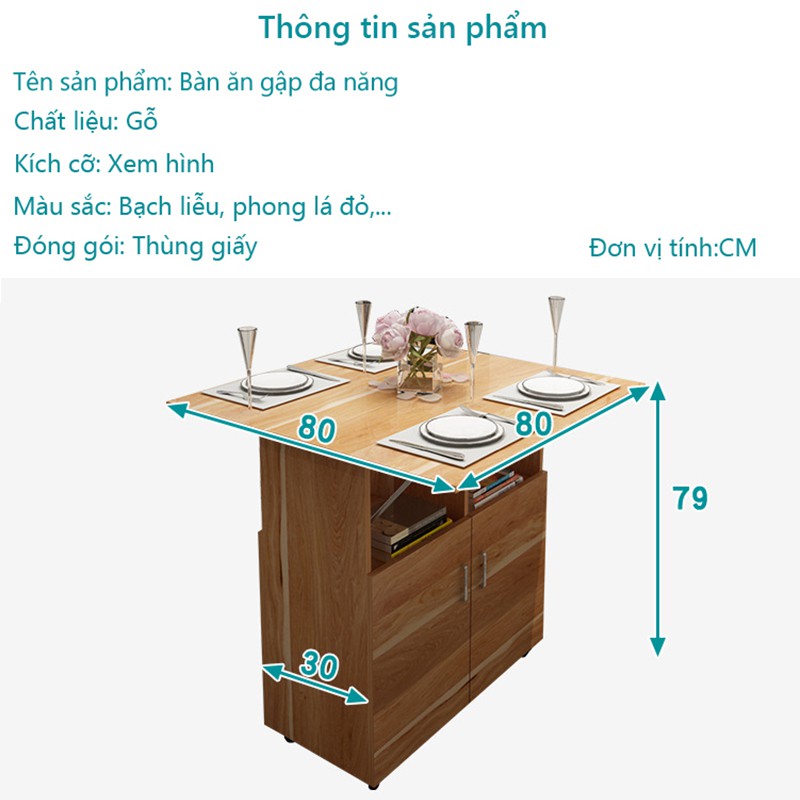 Bàn ăn gập đa năng bàn gỗ cho căn hộ nhỏ tủ kê góc có thể mở ra thành bàn dùng cho 4 người FU303Y | BigBuy360 - bigbuy360.vn