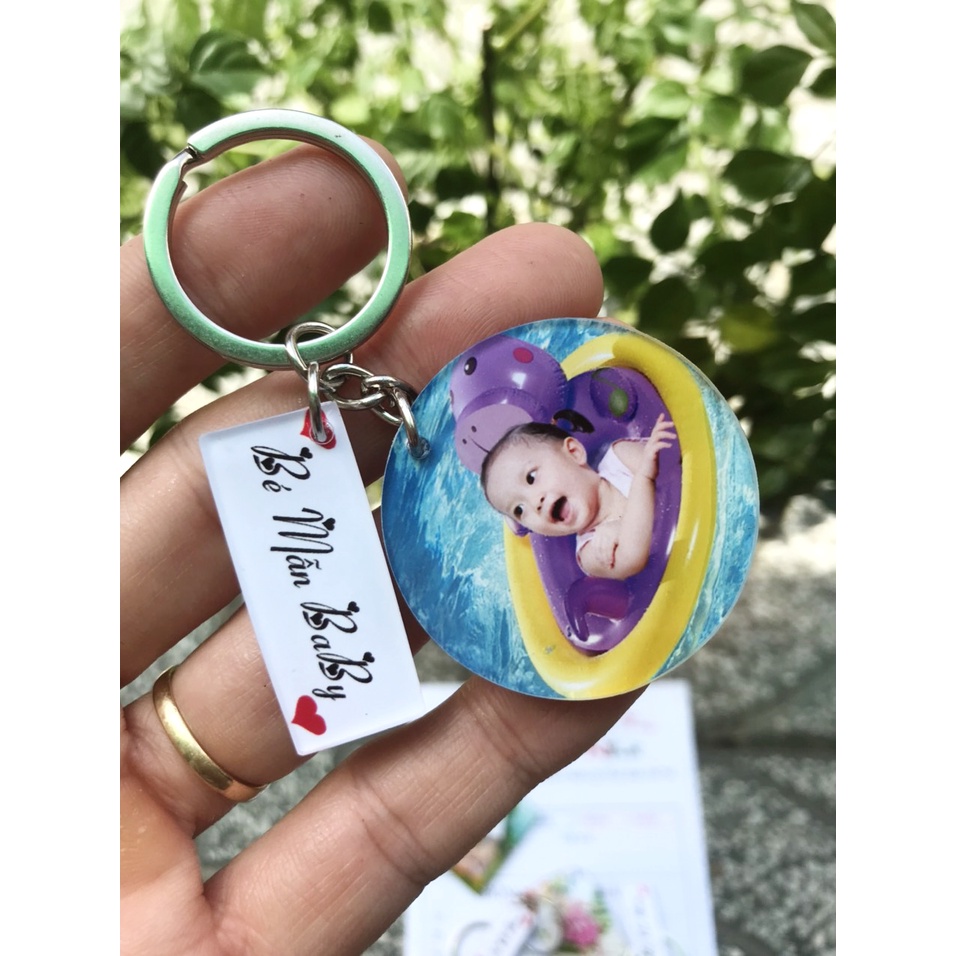 Móc khóa đôi - IN HÌNH , iIN CHỮ THEO YÊU CẦU - chất liệu mica 2 mặt trong suốt, 1 chiếc lớn và 1 chiếc nhỏ móc chung