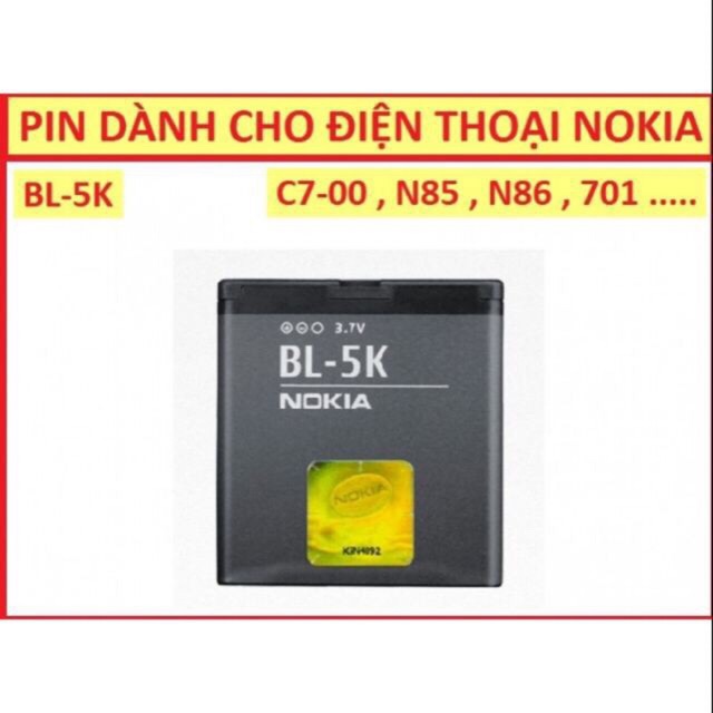 Pin Nokia 5K/N85/N86/X7-00/C7/C7-00 xịn, bảo hành 3 tháng