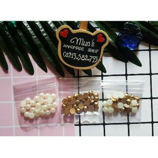 Túi 25 hạt ngọc trai nhựa (hạt bẹt đế ngang)