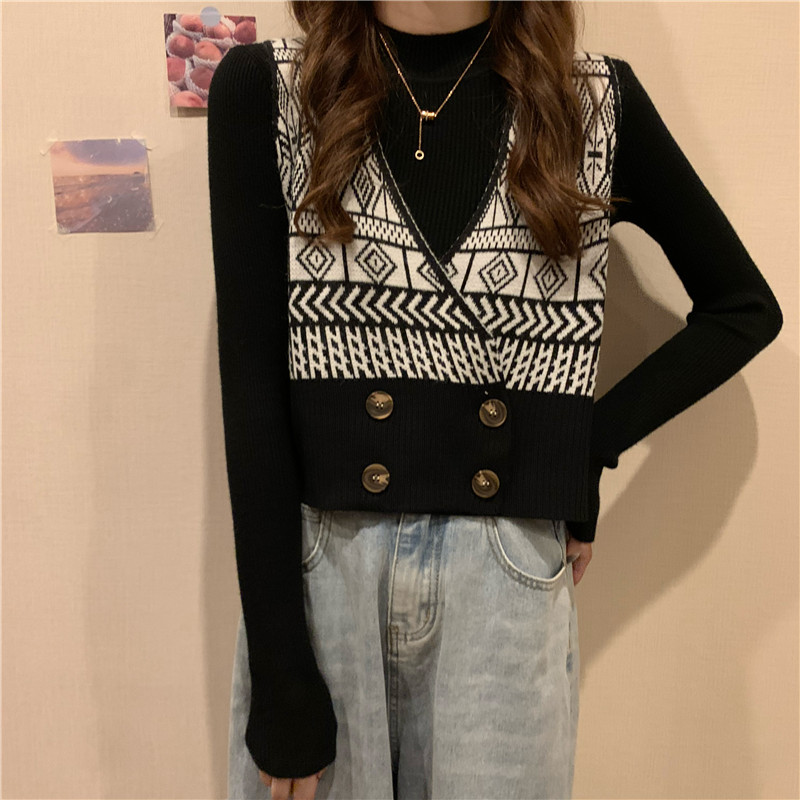 Áo khoác sát nách hai hàng nút kiểu vintage thời trang cho nữ