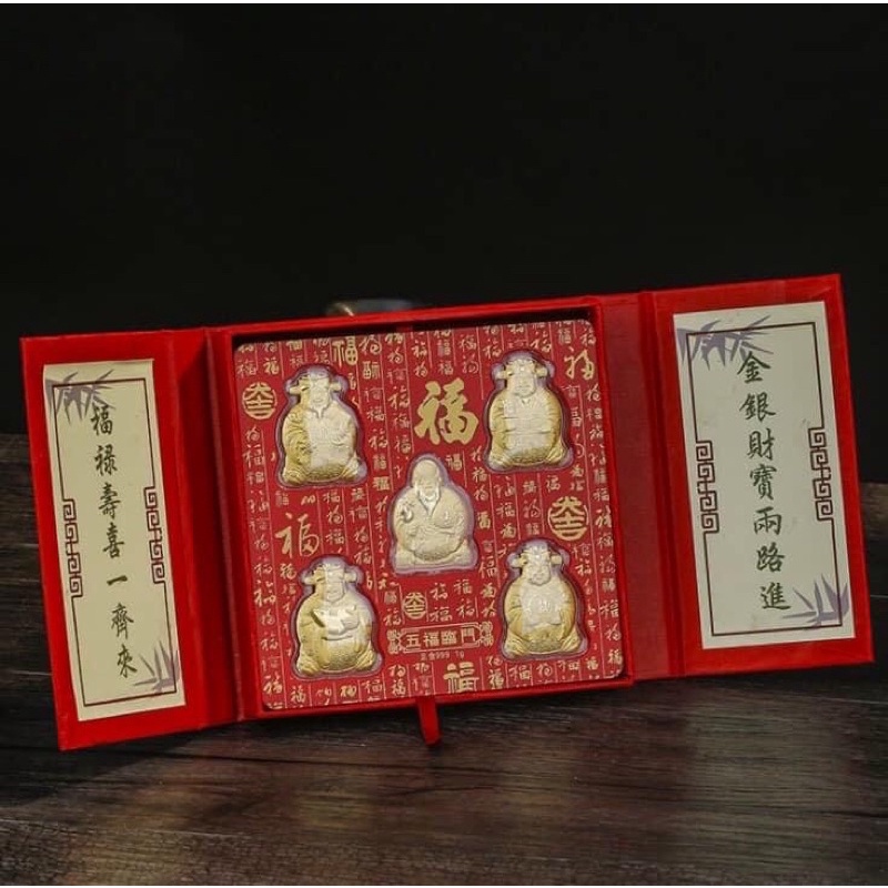 Bộ Ngũ Phúc - Phúc Lộc Thọ Tài Hỷ Mạ Vàng 24k quà tặng ngày lễ Tết