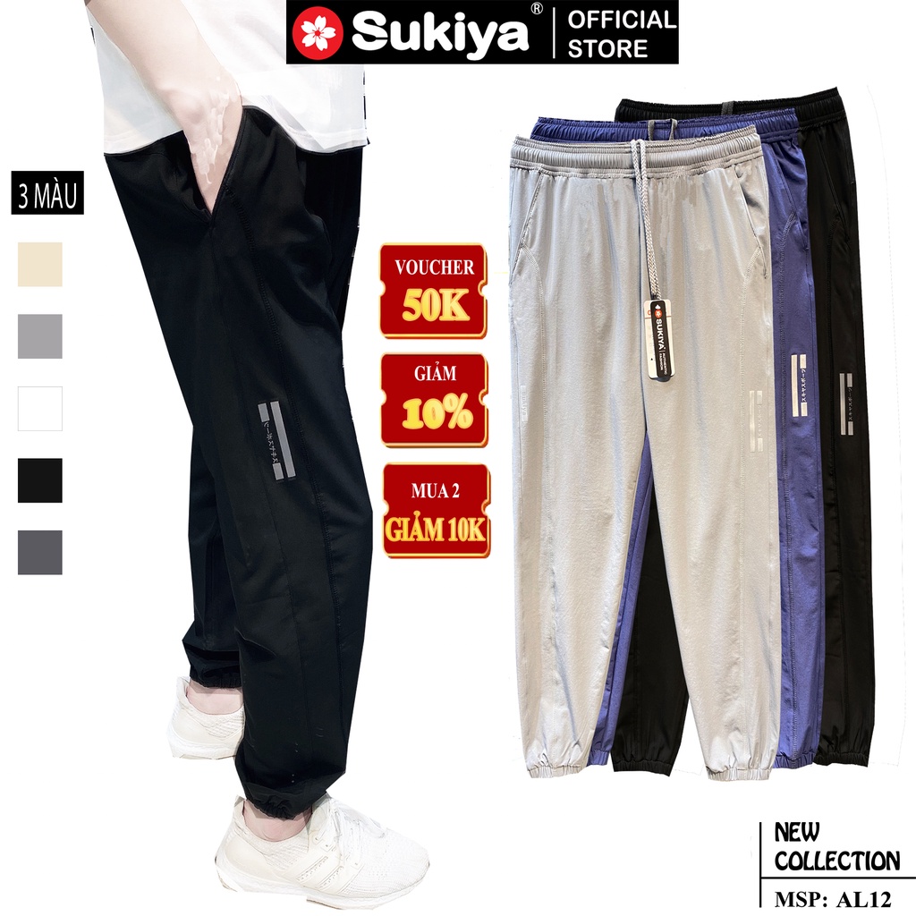 Quần jogger nam SUKIYA thể thao Basic,Chất Vải Gió Mềm,Co Giãn Vận Động Thoải Mái,ống bo chun năng động QTT03