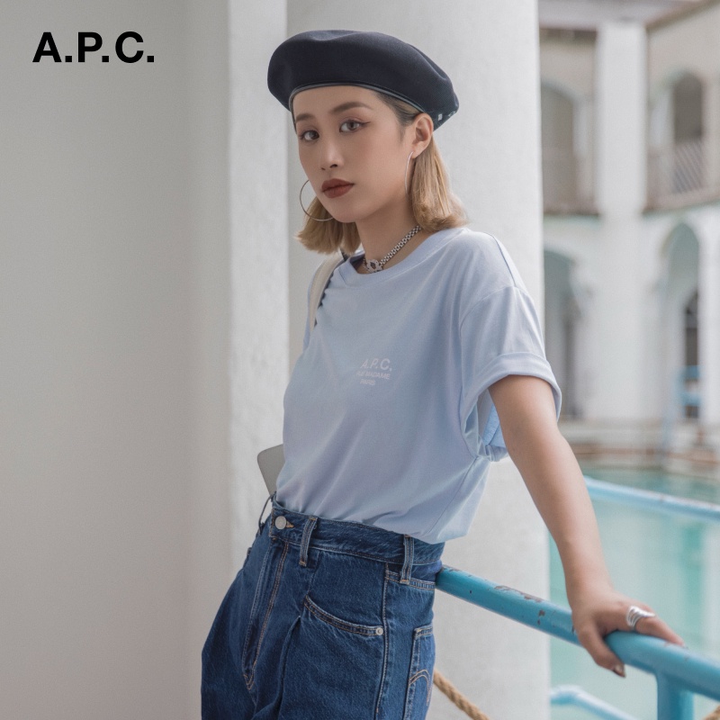 A.P.C. Áo Thun Cotton Tay Ngắn Màu Trơn In Hình RICKIE Thời Trang Cho Nam Và Nữ