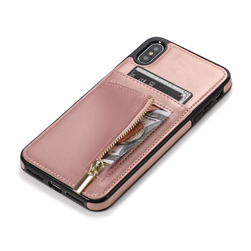 Ốp điện thoại da PU có khóa kéo cho iPhone 11 Pro 6/6S/6+/6S+/7/8/7+/8+/X/XS/XR/XS Max | BigBuy360 - bigbuy360.vn