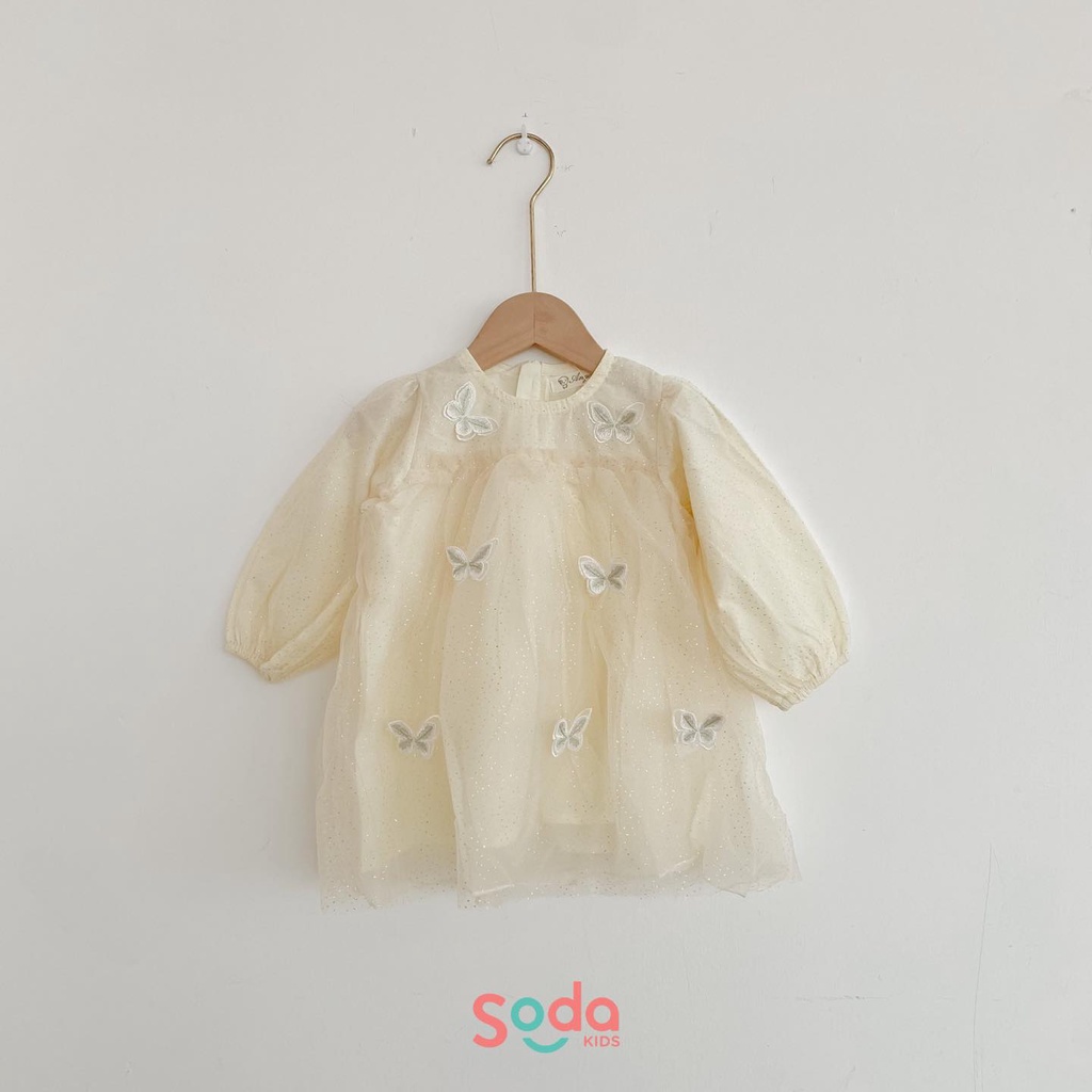 Váy voan đính bướm lấp lánh dành cho bé gái (Ảnh thật)
