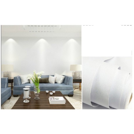 Decal giấy dán tường màu trắng bề mặt nhám khổ 45cm keo sẵn