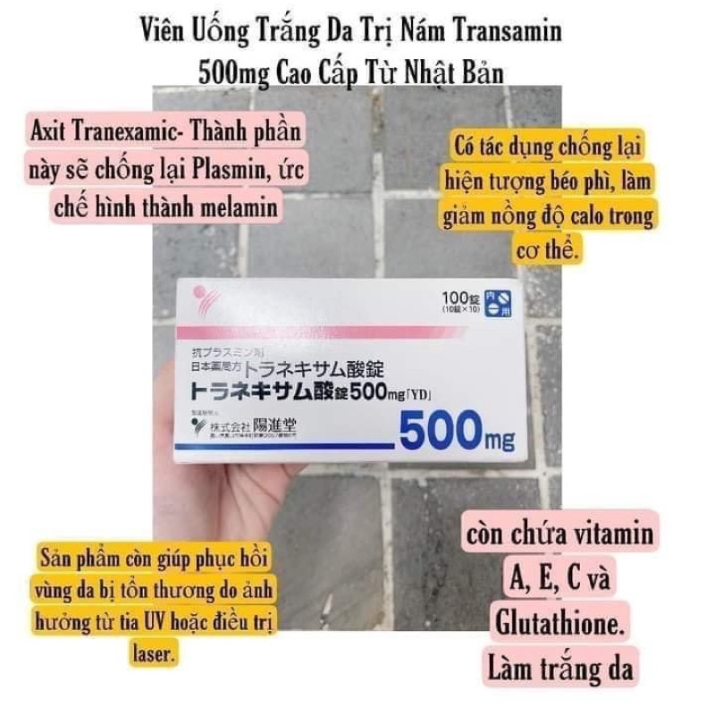 Transamin 500mg hộp 100v Xử Lí Nám Số 1 Nhật Bản