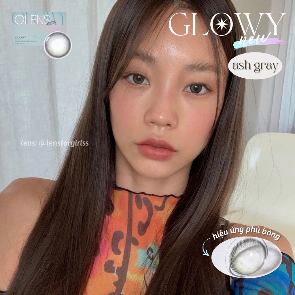 Kính áp tròng hiệu ứng phủ bóng Glowy Ash Gray chính hãng Olens | Hạn sử dụng 1 tháng