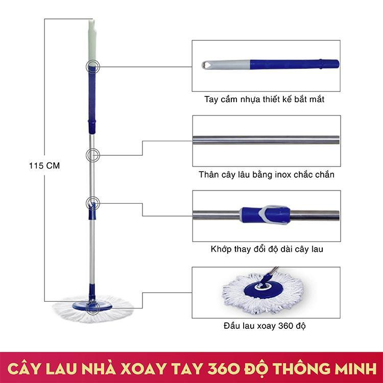 Cây lau nhà 360( tặng kèm bông lau)