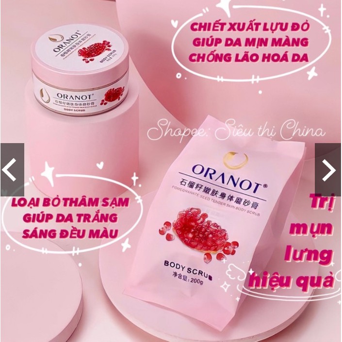 Tẩy Tế Bào Da Chết Body Toàn Thân Lựu Đỏ ORANOT Trắng Da Loại Bỏ Bụi Bẩn Tẩy Da Chết Hạt CRUB | WebRaoVat - webraovat.net.vn