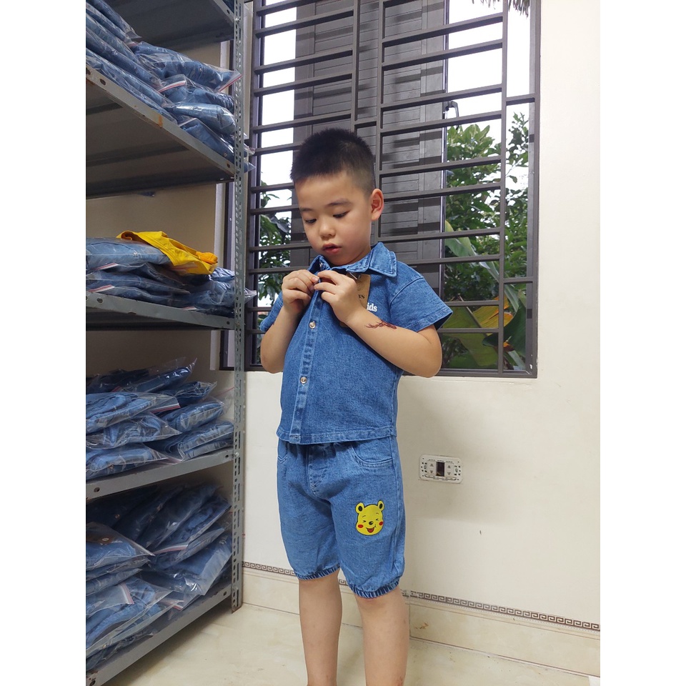 Quần áo bé trai, bộ bò cho bé sét bò in hinh gấu cho bé từ VYVY kids