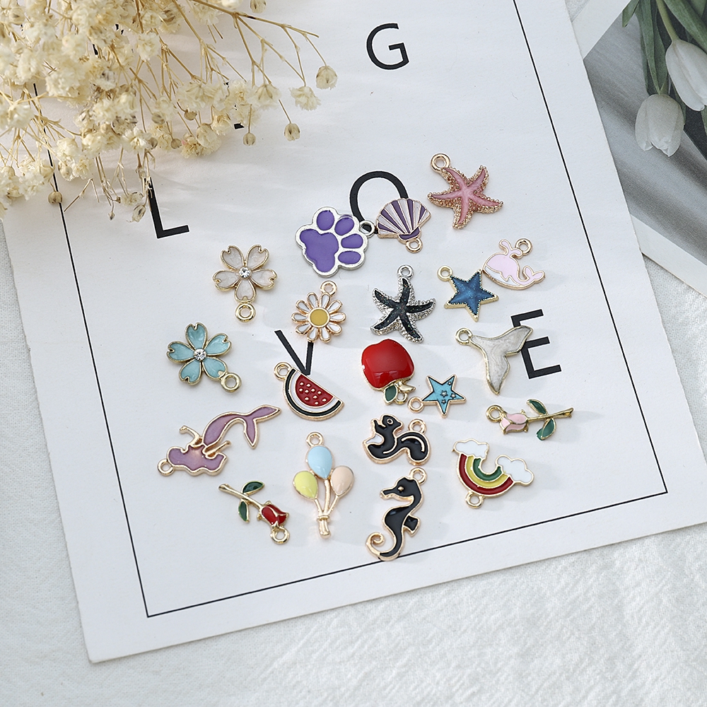 Set 20 mặt dây chuyền tráng men họa tiết ngẫu nhiên