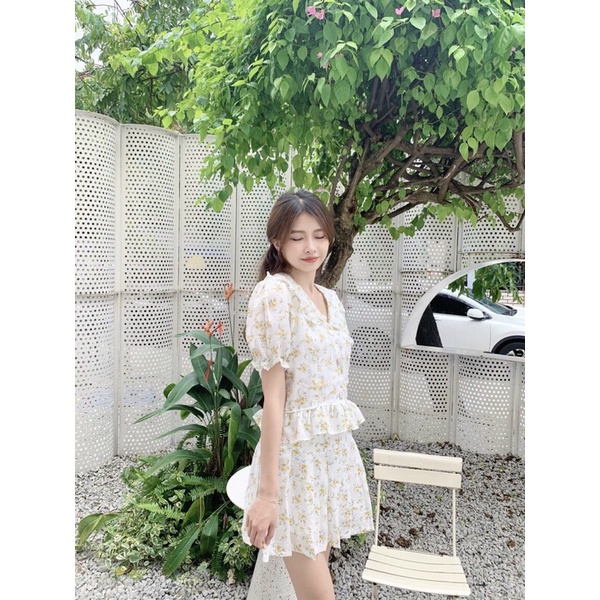 💥CÓ SẴN💥 Set áo váy hoa bèo cổ sen thanh lịch - set váy hoa mùa hè 2022 ♥️ẢNH THẬT♥️