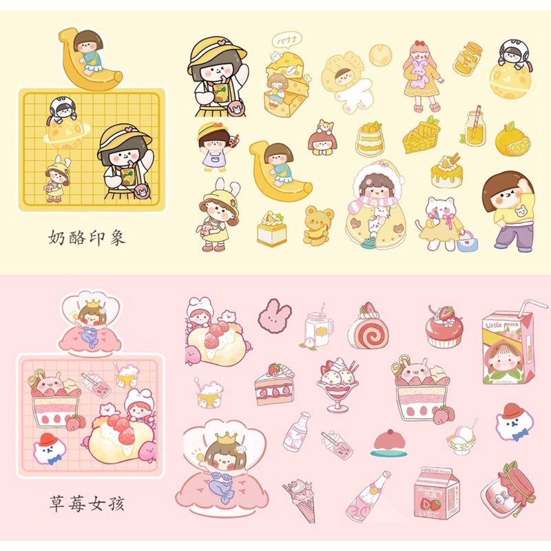 Set túi 40 miếng sticker trong suốt cute dễ thương-ST004