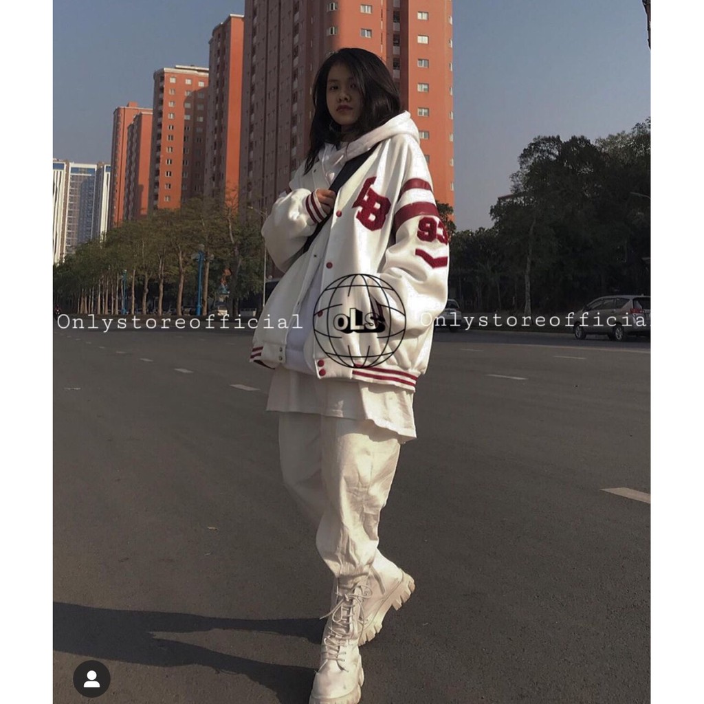 Áo Bomber Bóng Chày LB Nữ - Rere.Store [FREESHIP]  G19-4- Áo khoác nỉ dài tay form rộng, kiểu dáng thể thao, hot trend