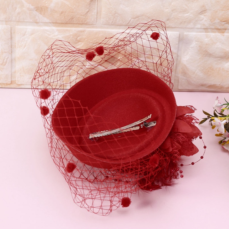 ✿ Mạng Che Mặt Lưới Phối Lông Vũ Cho Nữ 20s 50s
