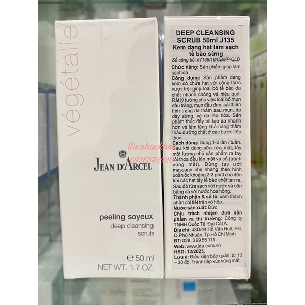 Kem dạng hạt tẩy tế bào chết Deep Cleansing Scrub Jean d’Arcel 50ml