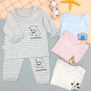 Bộ Dài Tay Kẻ Sọc Noubaby Chất Cotton Loang Cho Bé Trai Bé Gái - Quần Áo Trẻ Em - Quần Áo Sơ Sinh Từ 4kg Đến 15kg