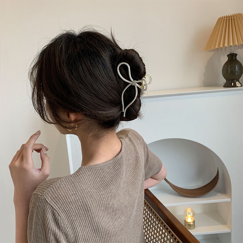 Kẹp Tóc Đính Nơ Lưng Đính Ngọc Trai Thanh Lịch Dễ Phối Đồ