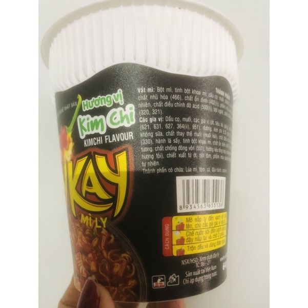 Mì ly siêu cay CAYKAY hương vị bò, hương vị kim chi