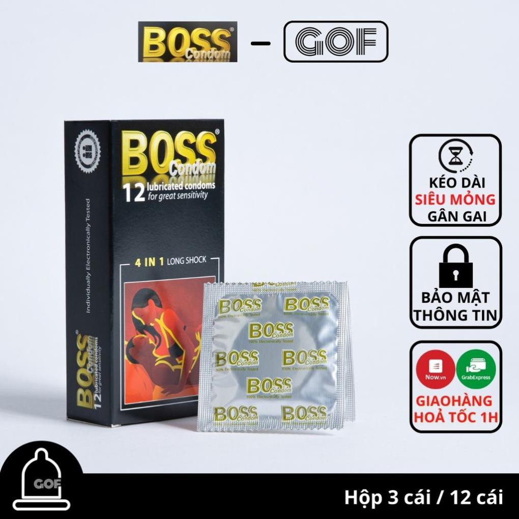 Bao cao su gai gân ôm sát Boss 4 in 1 Long Shock mỏng kéo dài thời gian – GoF xịn