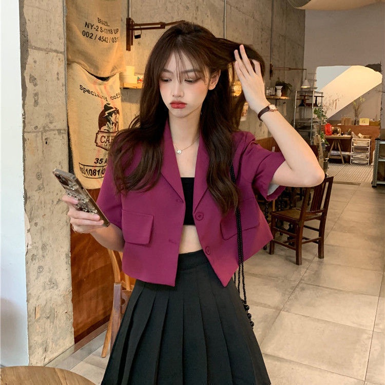 Jiashucheng Áo Khoác Vest Tay Ngắn Kiểu Hàn Quốc Thời Trang Mùa Xuân Xinh Xắn Cho Nữ