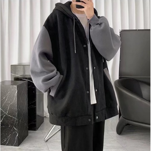 Áo Khoác Hoodie Dáng Rộng Phong Cách Hàn Quốc Thời Trang Cho Nam Giới simple áo khoác unisex hoodie